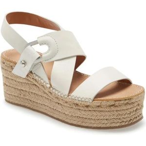 NWT RAG & BONE August White Leather Platform Espadrille Wedge Sandals